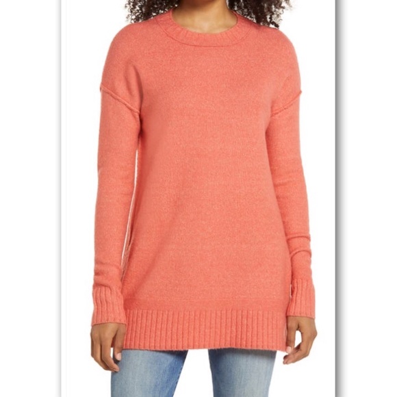 Caslon Sweaters - Caslon Coral Side Snap Tunic Sweater